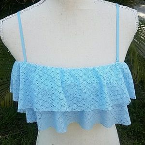 Aerie  blue ruffle top